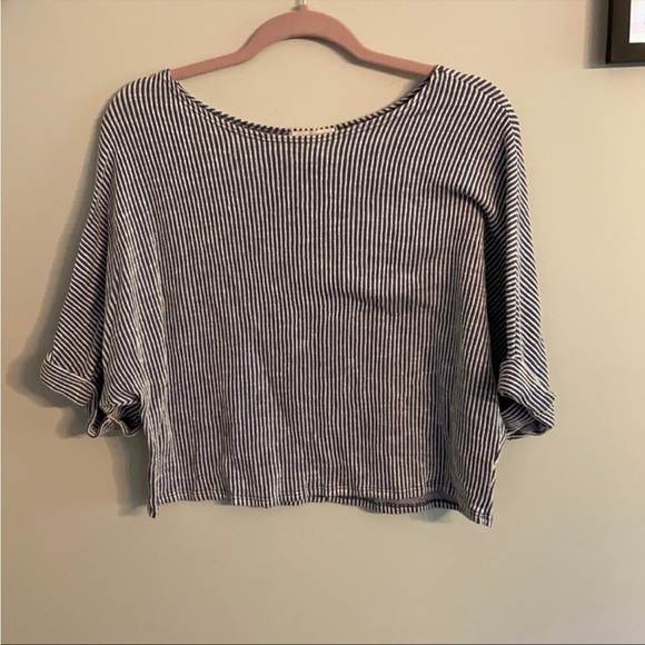 Caution To The Wind Tops - Blue and white crop top size large